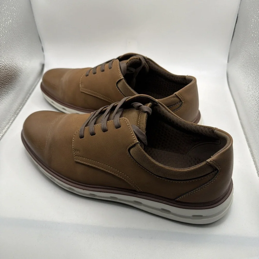 Lands End Sport Oxford Dark‎ Tan And White. Size 11